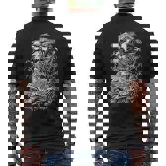 Otter サングラス おもしろい かわいい 動物 ラッコ 恋人 メンズTシャツ バックプリント - Kawaiitshirt