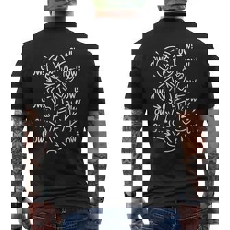 Ow Ow Ow Comedy Stick Character Chronic Pain Meme Men's T-shirt Back Print - Monsterry