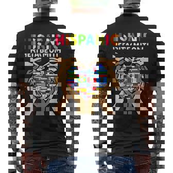 Hispanic Heritage Month Hands Heart Latino Countries Flags Men's T-shirt Back Print - Monsterry