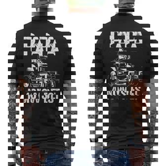 Papa Mows Best Riding Mower Retro Mowing Papa Men's T-shirt Back Print | Mazezy