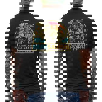 Papasaurus T Rex Dinosaur Papa Saurus Family Matching Men's T-shirt Back Print - Monsterry