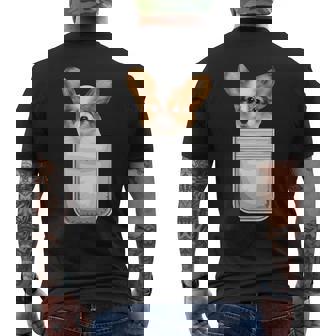 Papillon パピヨン 子犬 ポケットの中の犬 メンズTシャツ バックプリント - Kawaiitshirt