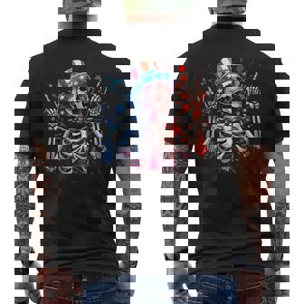 Party In The Usa Rock Hand July 4Th American Skeleton Men's T-shirt Back Print - Monsterry