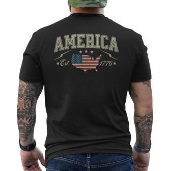 Patriotic American Flag Usa Est 1776 4Th Of July America Men's T-shirt Back Print - Thegiftio UK