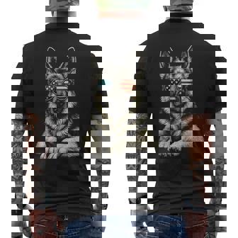 Patriotic German Shepherd Dog Usa Flag Sunglasses Men's T-shirt Back Print - Monsterry