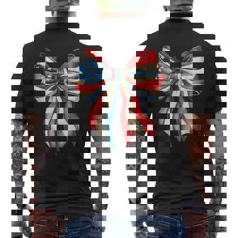 Patriotic Memorial Veteran 4Th Of July Flag Bow Coquette Men's T-shirt Back Print - Thegiftio UK