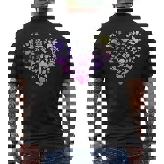 Paw Heart 足跡 犬のハート 犬のアクセサリー ギフト メンズTシャツ バックプリント - Kawaiitshirt