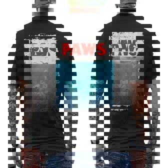 Paws 猫 子猫 ニャーパロディー おもしろ猫好き メンズTシャツ バックプリント - Kawaiitshirt