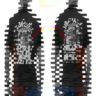 Peace Love & Heavy Metal Banda De Basura Para Niños Diseño De Arco Iris Camiseta Hombre Estampado Espalda - Regaloses