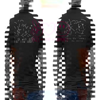 Peace Love Happiness シャツ ハッピーフェイス スマイルフェイス ヒッピー メンズTシャツ バックプリント - Kawaiitshirt