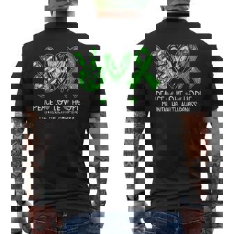 Peace Love Hope Mental Health Awareness Green Ribbon Men's T-shirt Back Print - Thegiftio UK