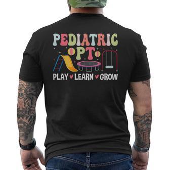 Pediatric Pt Play Learn Grow Pediatric Physical Therapy Men's T-shirt Back Print - Thegiftio UK