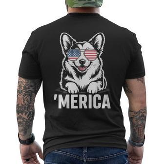 Pembroke Welsh Corgi 4Th Of July ‘Merica Patriotic Men's T-shirt Back Print - Thegiftio UK
