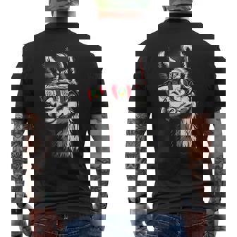 Peru Alpaca Portrait Sunglasses Peruvian Flag Peruvian Pride Men's T-shirt Back Print - Thegiftio UK