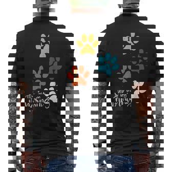 Pet Lover 肉球 犬 子犬 猫 プリント 肉球 ペット好き メンズTシャツ バックプリント - Kawaiitshirt