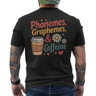 Phonemes Graphemes And Caffeine Reading Back To School Men's T-shirt Back Print - Thegiftio UK