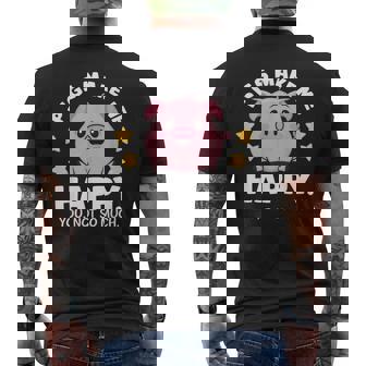 Pigs Make You Happymile かわいい 子豚 恋人 おもしろ豚 メンズTシャツ バックプリント - Kawaiitshirt