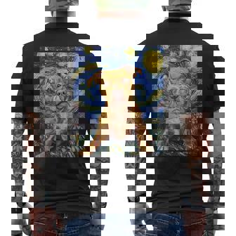 Pitbull Dog Pit Bull Pittie Van Gogh Style Starry Night Men's T-shirt Back Print - Monsterry