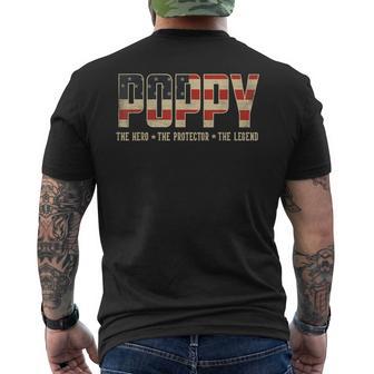 Poppy Protector Hero Legend Usa Flag Poppy Father's Day Men's T-shirt Back Print - Thegiftio UK