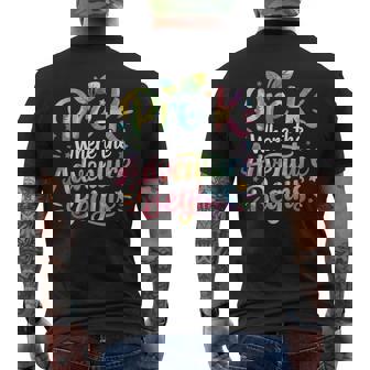 Pre-K Where The Adventure Begins Preschool Teachers Students Men's T-shirt Back Print - Monsterry