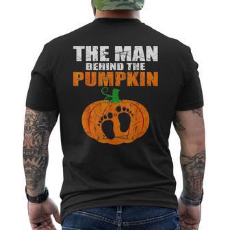 Pregnant Halloween The Man Behind The Pumpkin Men's T-shirt Back Print - Thegiftio