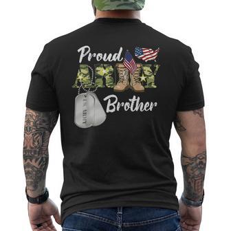 Proud Army Brother Military Brother With Dog Tag Us Flag Men's T-shirt Back Print - Thegiftio UK