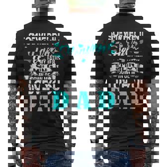 Proud My Dad In Heaven Happy Father's Day Proud Of Dad Men's T-shirt Back Print - Monsterry