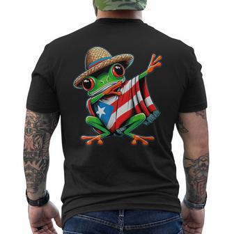 Puerto Rico Frog Coqui Dabbing Poncho Puerto Rican Flag Men's T-shirt Back Print - Thegiftio UK