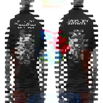 Puerto Rico Heritage Flowers Boricua Puerto Rican Flag Men's T-shirt Back Print - Thegiftio