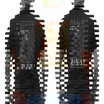 Pullin Wire Til I Retire Skeleton Retro Electrician Vintage Men's T-shirt Back Print - Monsterry