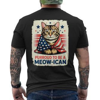 Purroud To Be A Meowican Patriotic Cat For July 4Th Men's T-shirt Back Print - Thegiftio UK