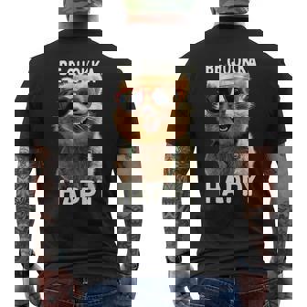 Be Quokka Happy クオッカ・ビー・クオッカ・ハッピー＆クオッカとスマイル メンズTシャツ バックプリント - Kawaiitshirt