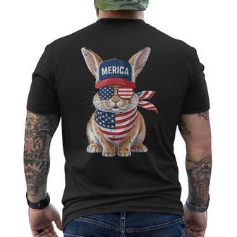 Rabbit 4Th Of July Us American Flag Patriotic Bunny Men's T-shirt Back Print - Thegiftio UK