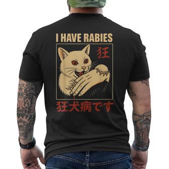 I Have Rabies Cat Biting Hand Anime Men's T-shirt Back Print - Thegiftio UK