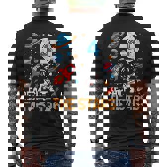 Reach Four The Stars 4 Years Old Birthday Boy Astronaut 4Th Men's T-shirt Back Print - Thegiftio UK