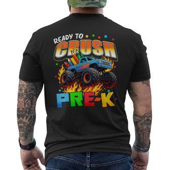 Ready To Crush Prek Pre-K Monster Truck 1St Day Of School Men's T-shirt Back Print - Thegiftio UK
