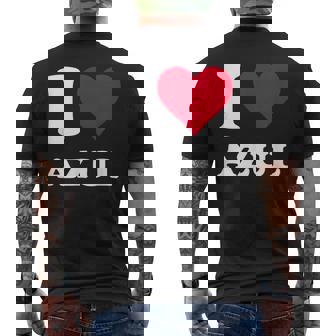 Red Heart I Love Azul メンズTシャツ バックプリント - Kawaiitshirt