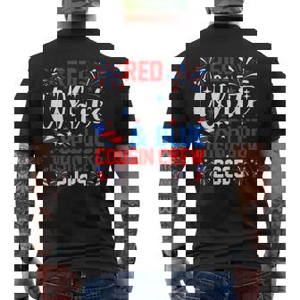 Red White And Blue Cousin Crew 2025 4Th Of July Fireworks Men's T-shirt Back Print - Thegiftio UK