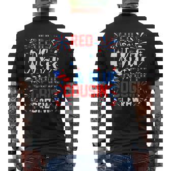 Red White And Blue Cousin Crew 4Th Of July Fireworks Men's T-shirt Back Print - Monsterry