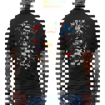 Red White And Feral Raccoon 4Th Of July Men's T-shirt Back Print - Monsterry