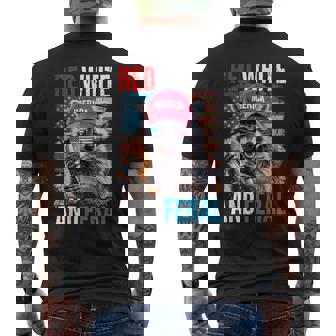 Red White And Feral Raccoon Patriotic 4Th Of July Usa Men's T-shirt Back Print - Monsterry