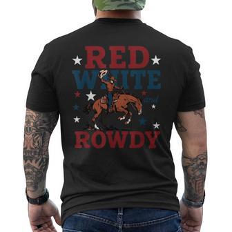 Red White And Rowdy Patriotic Cowboy Usa Men's T-shirt Back Print - Thegiftio UK