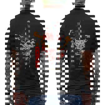 Redpider Lily And Japanese Anime Retro Oniamurai Mask メンズTシャツ バックプリント - Kawaiitshirt