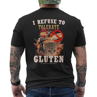I Refuse To Tolerate Gluten Cat Meme Men's T-shirt Back Print - Thegiftio UK