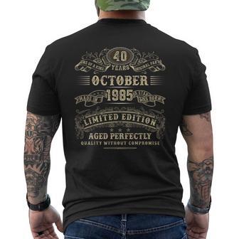 Regalos De 40 Años 40 Cumpleaños Octubre 1985 Edición Limitada Camiseta Hombre Estampado Espalda - Regaloses