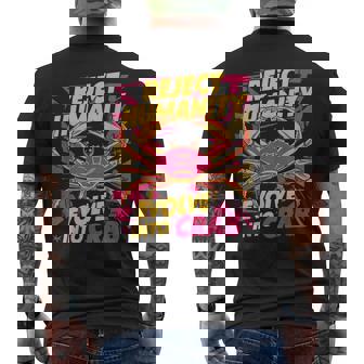 Reject Humanity Evolve To Crab ファニーカニ メンズTシャツ バックプリント - Kawaiitshirt