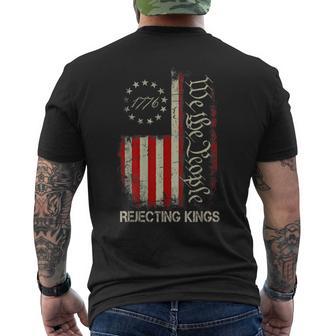 Rejecting Kings Since 1776 American Flag Usa 4Th Of July Men's T-shirt Back Print - Thegiftio UK