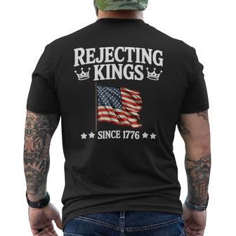 Rejecting Kings Since 1776 American Vintage Flag 4Th Of July Men's T-shirt Back Print - Thegiftio UK