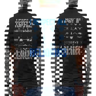 I Respect All Religions 精神性 寛容 受容 メンズTシャツ バックプリント - Kawaiitshirt