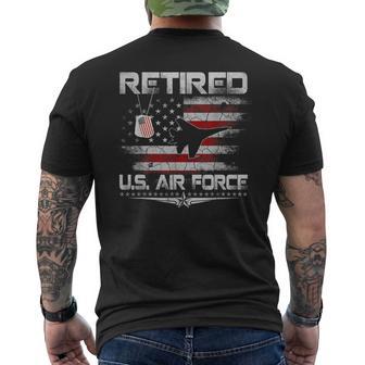 Retired Air Force Veteran Usa Flag Patriotic Veterans Day Men's T-shirt Back Print - Thegiftio UK